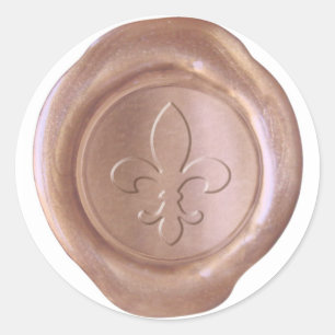 Adesivo Faux Wax Seal - Rosa Dourado - Fleur De Lis