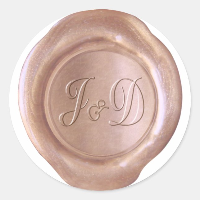 Adesivo Faux Wax Seal - Rosa Dourado - Personalizado J&D (Frente)