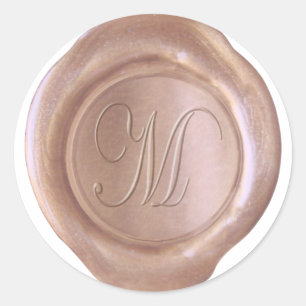 Adesivo Faux Wax Seal - Rosa Dourado - Script M
