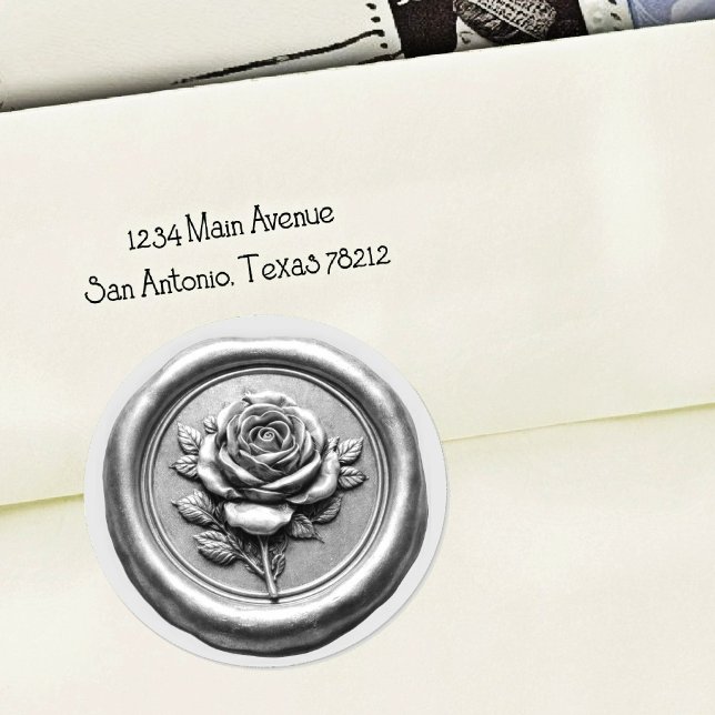 Adesivo Faux Wax Seal Silver Rose Deep Impression (Criador carregado)