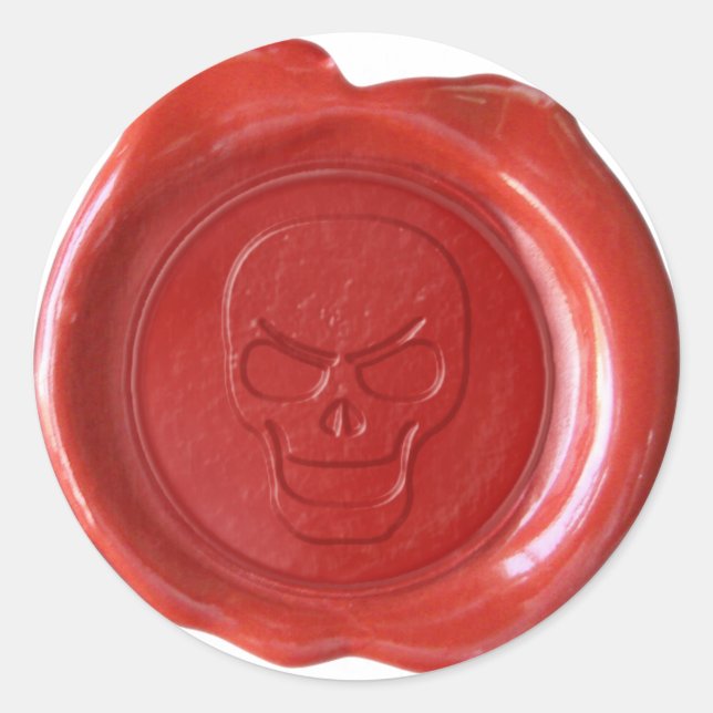 Adesivo Faux Wax Seal - Vermelho - Caveira 01 (Frente)