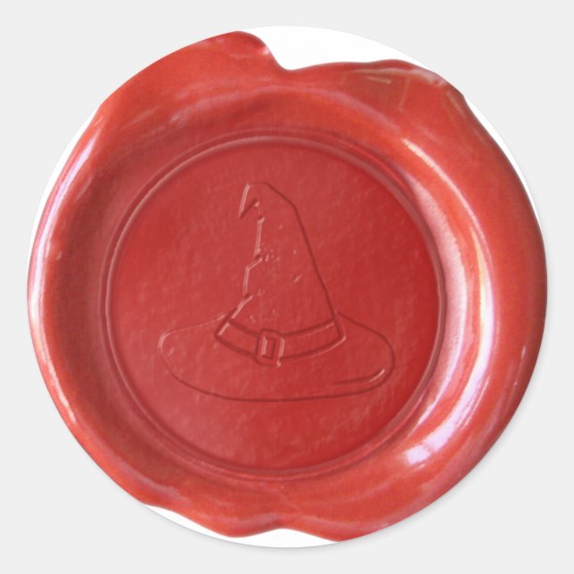 Adesivo Faux Wax Seal - Vermelho - WITCH HAT (Frente)