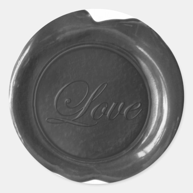 Adesivo Faux Wax Seals - Black Script - Love (Frente)