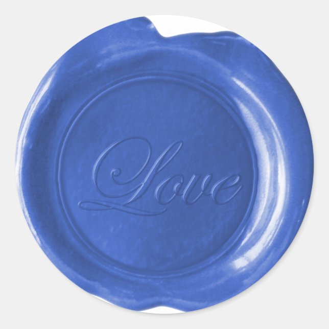Adesivo Faux Wax Seals - Blue Script - Love (Frente)