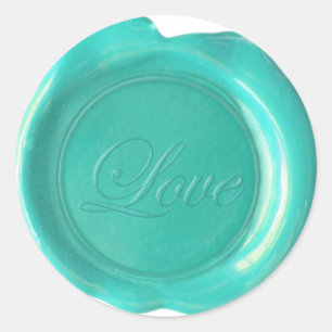 Adesivo Faux Wax Seals - Blue Teal Script - Love