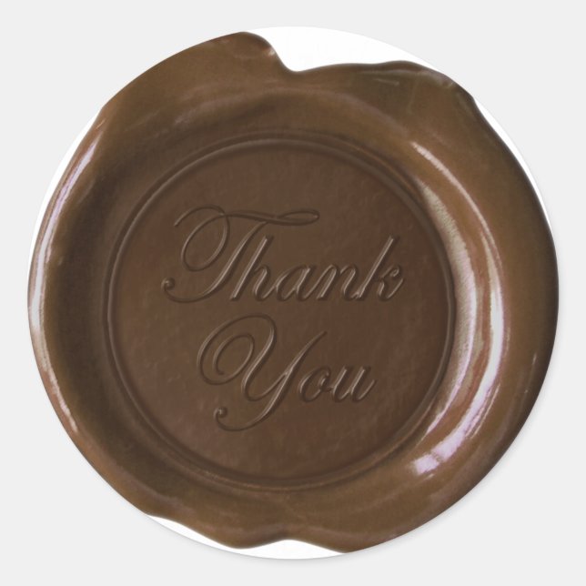Adesivo Faux Wax Seals - Dark Chocolate Script - Obrigado (Frente)