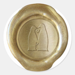 Adesivo Faux Wax Seals - Dourado - Personalizado - Pinguim