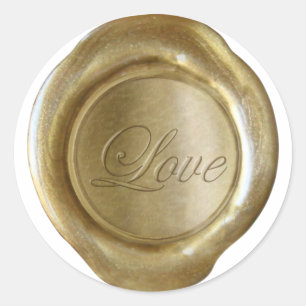 Adesivo Faux Wax Seals - Dourado Script - Love