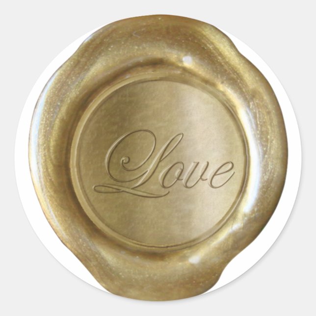 Adesivo Faux Wax Seals - Dourado Script - Love (Frente)