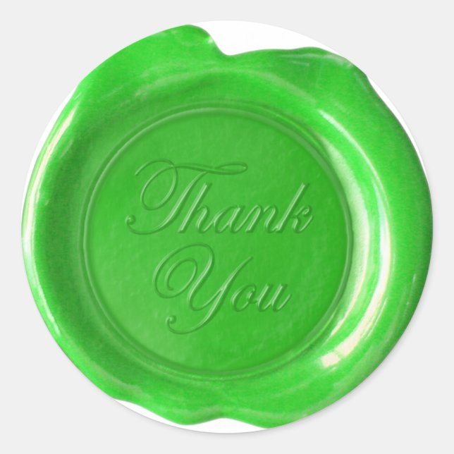 Adesivo Faux Wax Seals - Grass Green Script - Obrigado (Frente)