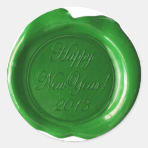 Adesivo Faux Wax Seals - Green Script - HappyNewYear 2013