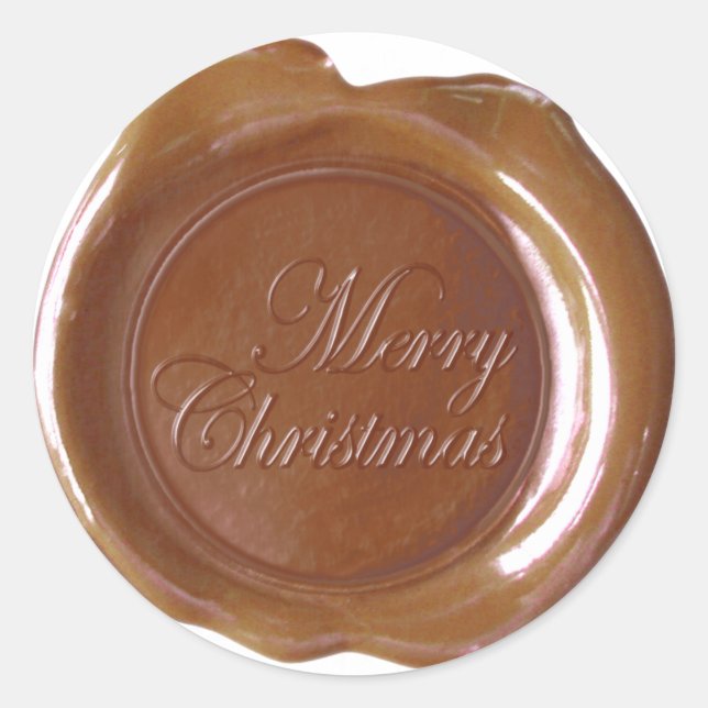 Adesivo Faux Wax Seals - Lt Brown Script - Feliz Natal (Frente)