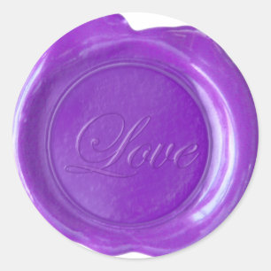 Adesivo Faux Wax Seals - Purple Script - Love