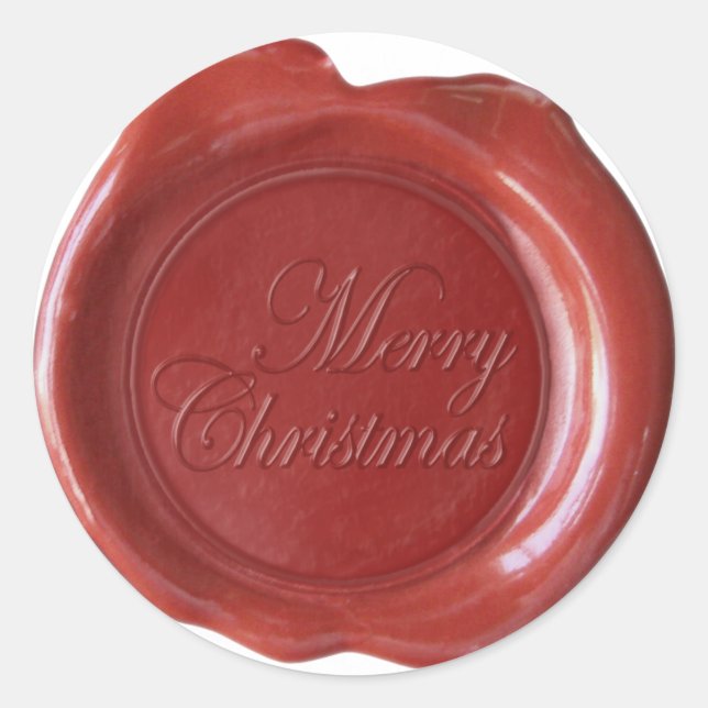 Adesivo Faux Wax Seals - Red Script - Feliz Natal (Frente)