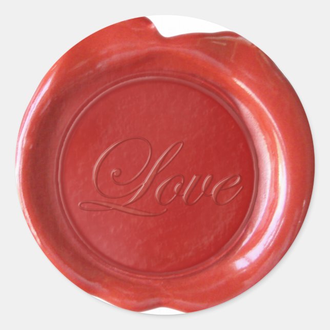 Adesivo Faux Wax Seals - Red Script - Love (Frente)