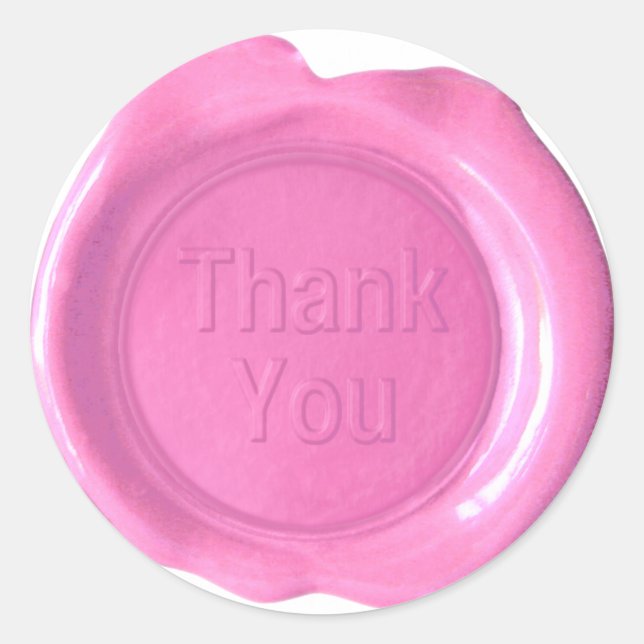Adesivo Faux Wax Seals - Rosa - Negrito - Obrigado (Frente)
