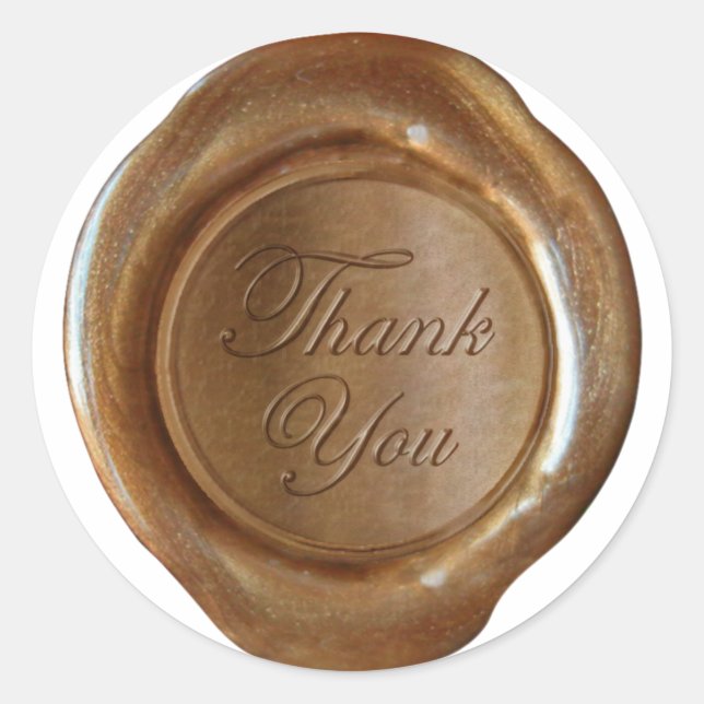 Adesivo Faux Wax Seals - Script de Cobre - Obrigado (Frente)