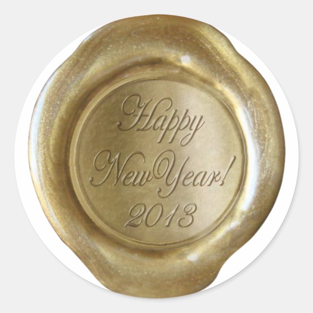 Adesivo Faux Wax Seals - Script Dourado - Feliz ano novo 2 (Frente)