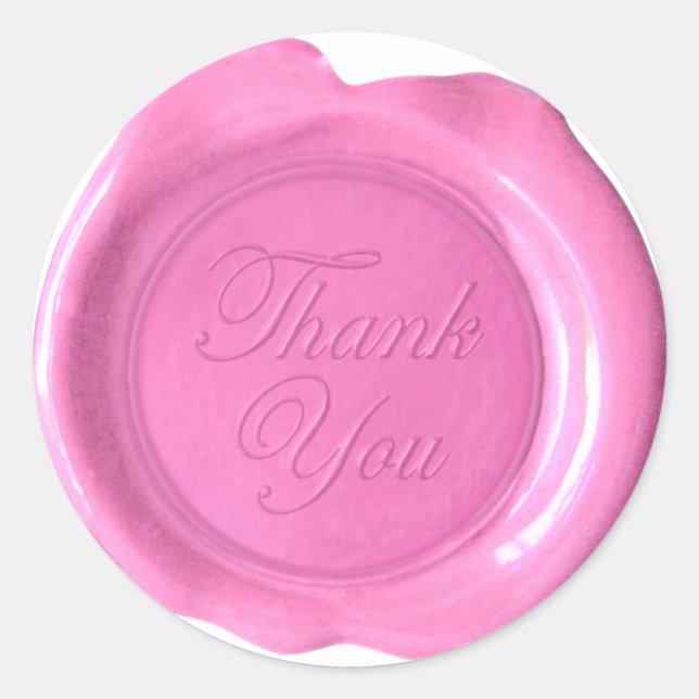 Adesivo Faux Wax Seals - Script Rosa - Obrigado (Frente)