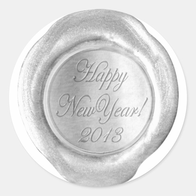 Adesivo Faux Wax Seals - Silver Script - HappyNewYear 2013 (Frente)