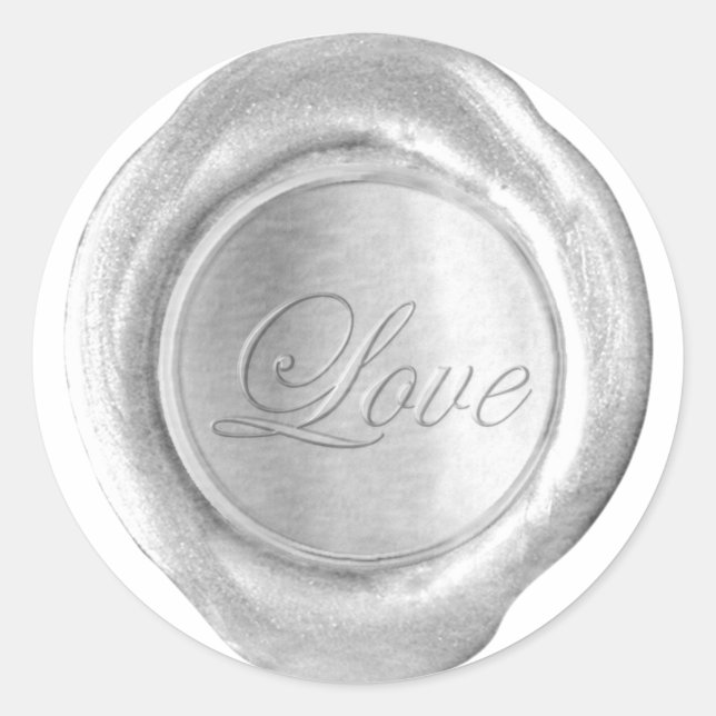 Adesivo Faux Wax Seals - Silver Script - Love (Frente)