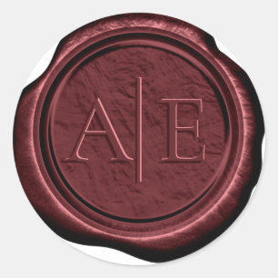 Adesivo Faux Wax Wedding Inicials Burgundy ID881