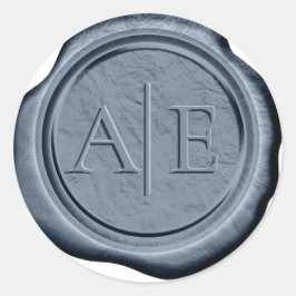 Adesivo Faux Wax Wedding Inicials Dark Blue ID1022