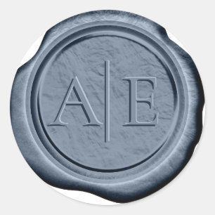 Adesivo Faux Wax Wedding Inicials Dark Blue ID1022