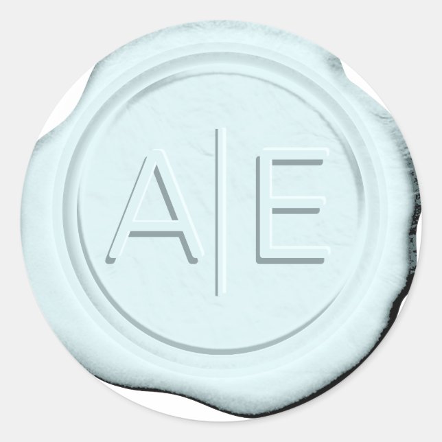 Adesivo Faux Wax Wedding Inicials Lt Blue ID968 (Frente)