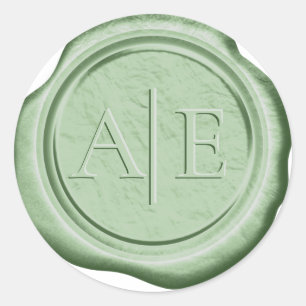 Adesivo Faux Wax Wedding Inicials Moss Green ID956