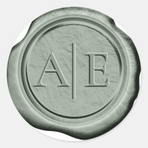 Adesivo Faux Wax Wedding Initials Sage ID967