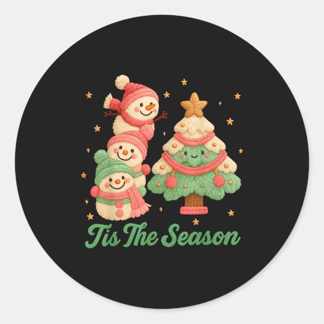 Adesivo Faux Yarn Crochet Snowman And Christmas Tree  (Frente)