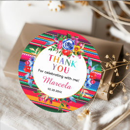 Adesivo Favor agradecido floral mexicano colorido e serape