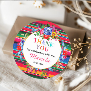 Adesivo Favor agradecido floral mexicano colorido e serape
