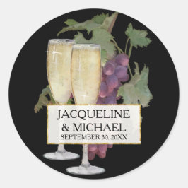 Adesivo Favor Bag Seals Wine Champagne Vineyard Casamento