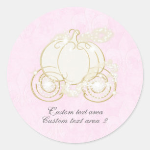 Adesivo Favor Carruagem da Princesa Rosa e Dourada da Cind