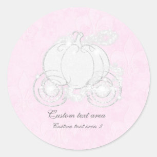 Adesivo Favor Carruagem Princesa Rosa e Prata da Cinderela