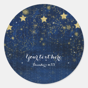 Adesivo Favor Celestial Noite Estrelada Azul e Dourado Bri