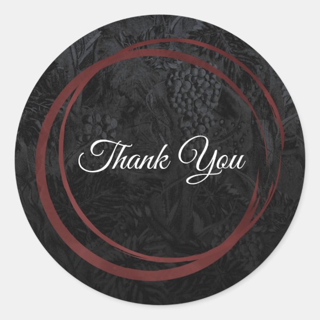 Adesivo Favor Clássico de Anéis de Vinho Preto Moderno (Frente)