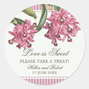 Adesivo Favor cor-de-rosa do casamento da orquídea de