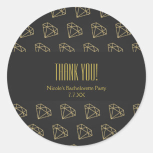 Adesivo Favor da Bachelorette Moderna do Diamond Dourado