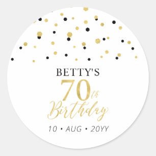 Adesivo Favor da Festa de aniversário de Confetti Dourada 