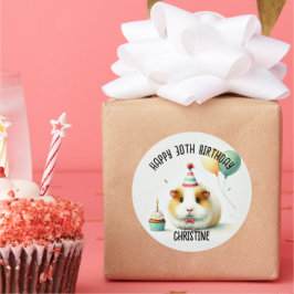 Adesivo Favor da Festa de aniversário de Porcos da Guiné