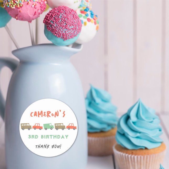 Adesivo Favor da Festa de aniversário de Transporte de Bri (Retro Boys Toys Fun Transport Kid's Birthday Party Favor Sticker / Food Or Drinks Label)