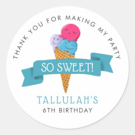 Adesivo Favor da Festa de aniversário do Sorvete doce