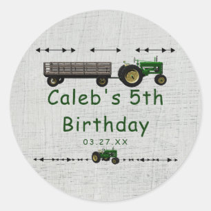 Adesivo Favor da Festa de aniversário do Trator de Barnyar
