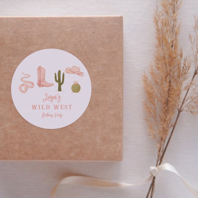 Adesivo Favor da Festa de aniversário Oeste Selvagem de Co (Criador carregado)