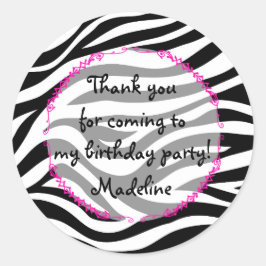 Adesivo Favor da Festa de aniversário Zebra Rosa