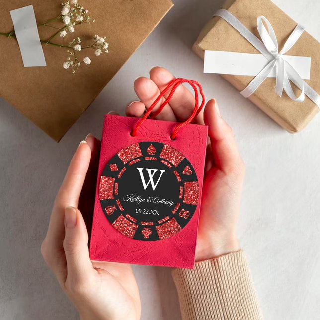 Adesivo Favor da Festa de casamento Chip Casino do pôquer  (Criador carregado)