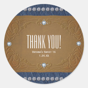 Adesivo Favor da sarja de Nimes & de festa de aniversário